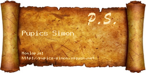 Pupics Simon névjegykártya